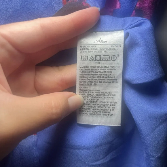 Banana Republic Round Neck Poppy Floral Maxi Dress Purple Blue Size 2 - Picture 8 of 9